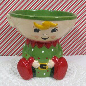 Temptations By Tara Winter Whimsy Elf Candy Bowl Dish Ceramic Christmas Decor